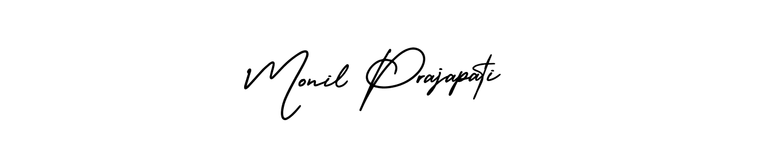 Create a beautiful signature design for name Monil Prajapati. With this signature (AmerikaSignatureDemo-Regular) fonts, you can make a handwritten signature for free. Monil Prajapati signature style 3 images and pictures png