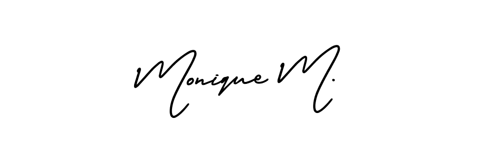 The best way (AmerikaSignatureDemo-Regular) to make a short signature is to pick only two or three words in your name. The name Monique M. include a total of six letters. For converting this name. Monique M. signature style 3 images and pictures png