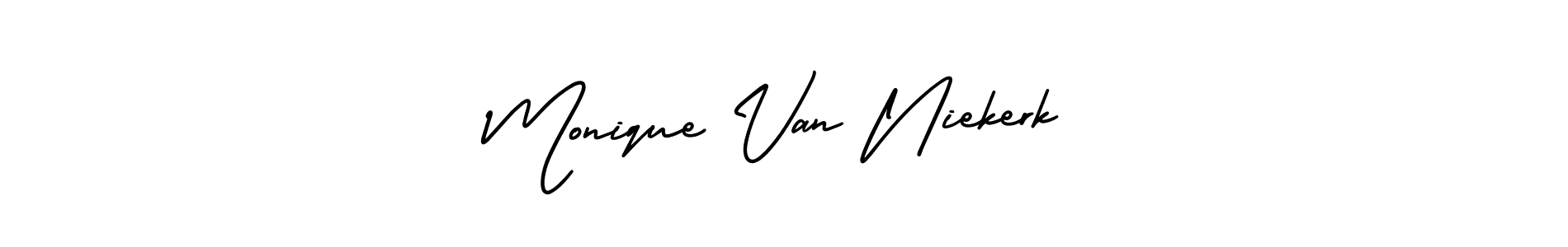 Monique Van Niekerk stylish signature style. Best Handwritten Sign (AmerikaSignatureDemo-Regular) for my name. Handwritten Signature Collection Ideas for my name Monique Van Niekerk. Monique Van Niekerk signature style 3 images and pictures png