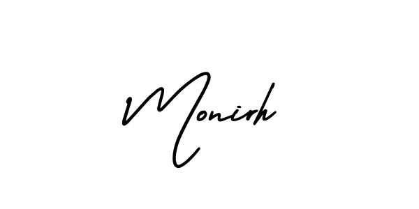 How to make Monirh signature? AmerikaSignatureDemo-Regular is a professional autograph style. Create handwritten signature for Monirh name. Monirh signature style 3 images and pictures png