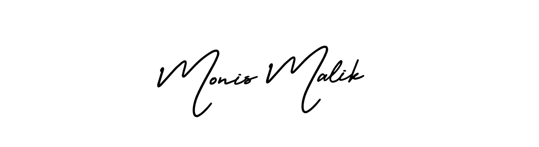 You should practise on your own different ways (AmerikaSignatureDemo-Regular) to write your name (Monis Malik) in signature. don't let someone else do it for you. Monis Malik signature style 3 images and pictures png