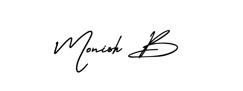 You can use this online signature creator to create a handwritten signature for the name Monish B. This is the best online autograph maker. Monish B signature style 3 images and pictures png
