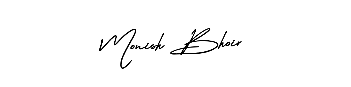 Monish Bhoir stylish signature style. Best Handwritten Sign (AmerikaSignatureDemo-Regular) for my name. Handwritten Signature Collection Ideas for my name Monish Bhoir. Monish Bhoir signature style 3 images and pictures png