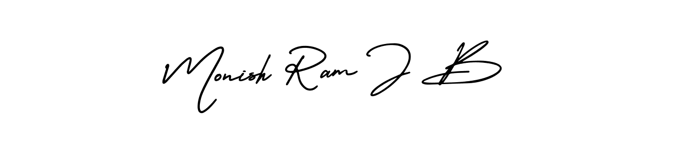 Use a signature maker to create a handwritten signature online. With this signature software, you can design (AmerikaSignatureDemo-Regular) your own signature for name Monish Ram J B. Monish Ram J B signature style 3 images and pictures png