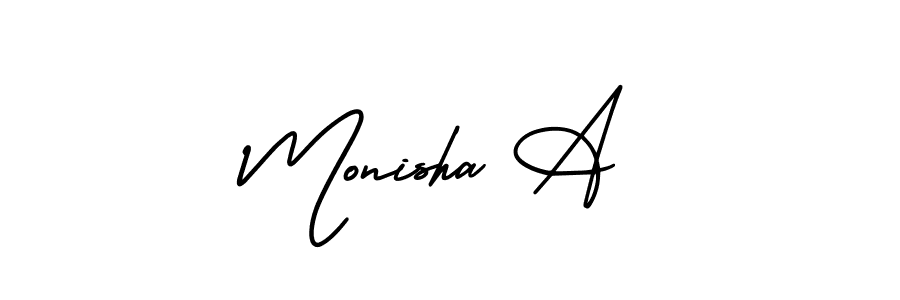 Create a beautiful signature design for name Monisha A. With this signature (AmerikaSignatureDemo-Regular) fonts, you can make a handwritten signature for free. Monisha A signature style 3 images and pictures png