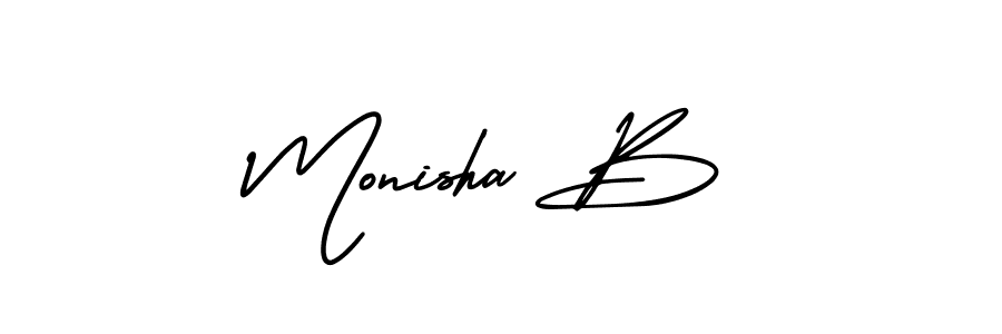 Create a beautiful signature design for name Monisha B. With this signature (AmerikaSignatureDemo-Regular) fonts, you can make a handwritten signature for free. Monisha B signature style 3 images and pictures png
