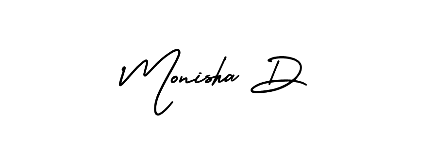 if you are searching for the best signature style for your name Monisha D. so please give up your signature search. here we have designed multiple signature styles  using AmerikaSignatureDemo-Regular. Monisha D signature style 3 images and pictures png