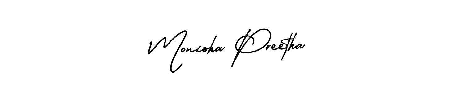 Make a beautiful signature design for name Monisha Preetha. Use this online signature maker to create a handwritten signature for free. Monisha Preetha signature style 3 images and pictures png