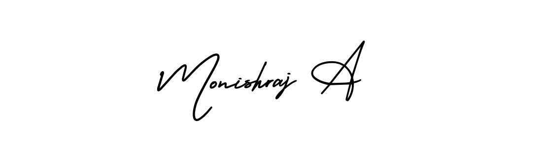 Similarly AmerikaSignatureDemo-Regular is the best handwritten signature design. Signature creator online .You can use it as an online autograph creator for name Monishraj A. Monishraj A signature style 3 images and pictures png