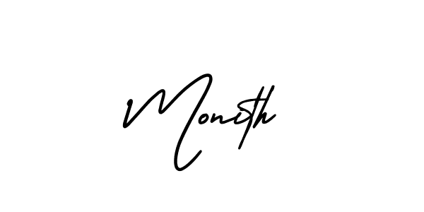 Use a signature maker to create a handwritten signature online. With this signature software, you can design (AmerikaSignatureDemo-Regular) your own signature for name Monith. Monith signature style 3 images and pictures png