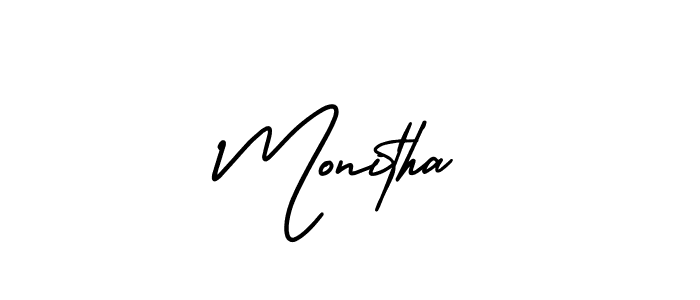 Monitha stylish signature style. Best Handwritten Sign (AmerikaSignatureDemo-Regular) for my name. Handwritten Signature Collection Ideas for my name Monitha. Monitha signature style 3 images and pictures png