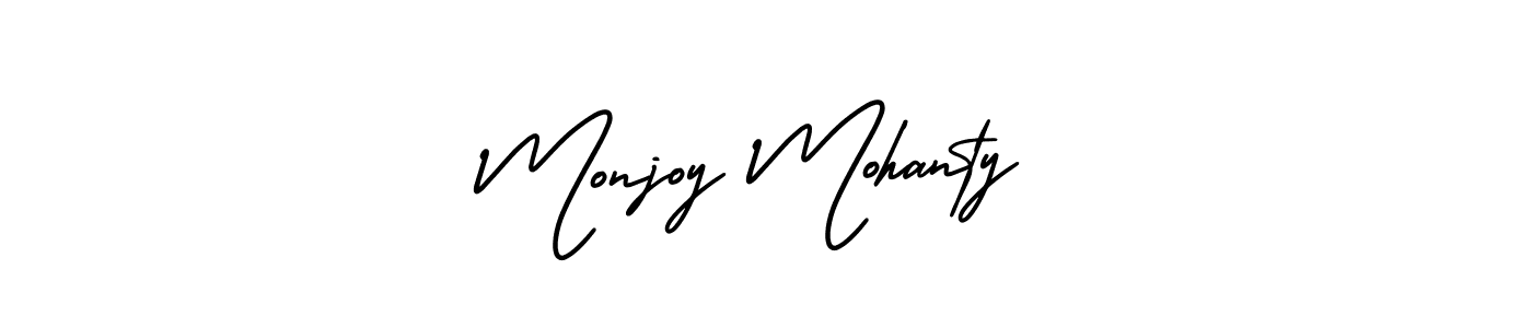 This is the best signature style for the Monjoy Mohanty name. Also you like these signature font (AmerikaSignatureDemo-Regular). Mix name signature. Monjoy Mohanty signature style 3 images and pictures png