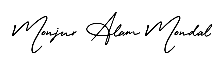 Express your personality with a custom Monjur Alam Mondal signature crafted with AmerikaSignatureDemo-Regular typography. Free transparent PNG download available. Monjur Alam Mondal signature style 3 images and pictures png