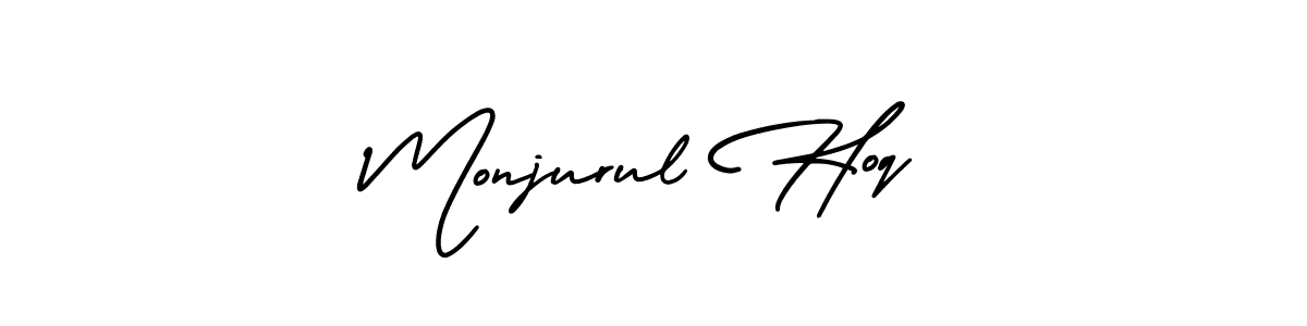 You should practise on your own different ways (AmerikaSignatureDemo-Regular) to write your name (Monjurul Hoq) in signature. don't let someone else do it for you. Monjurul Hoq signature style 3 images and pictures png