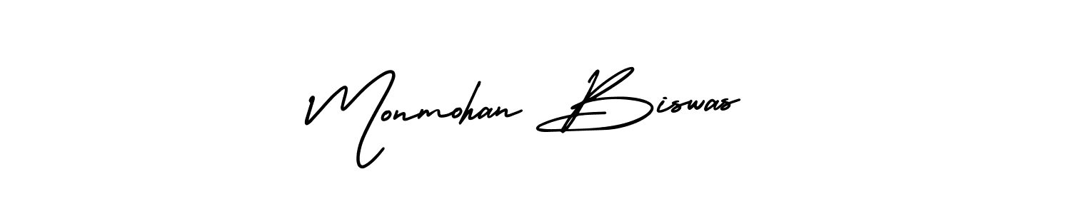 Monmohan Biswas stylish signature style. Best Handwritten Sign (AmerikaSignatureDemo-Regular) for my name. Handwritten Signature Collection Ideas for my name Monmohan Biswas. Monmohan Biswas signature style 3 images and pictures png
