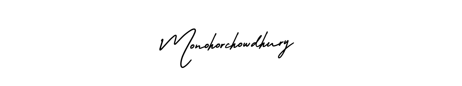 AmerikaSignatureDemo-Regular is a professional signature style that is perfect for those who want to add a touch of class to their signature. It is also a great choice for those who want to make their signature more unique. Get Monohorchowdhury name to fancy signature for free. Monohorchowdhury signature style 3 images and pictures png