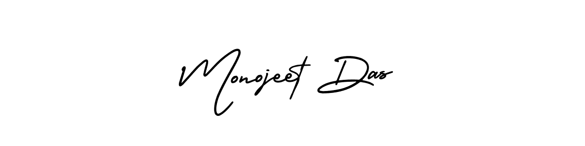 You should practise on your own different ways (AmerikaSignatureDemo-Regular) to write your name (Monojeet Das) in signature. don't let someone else do it for you. Monojeet Das signature style 3 images and pictures png