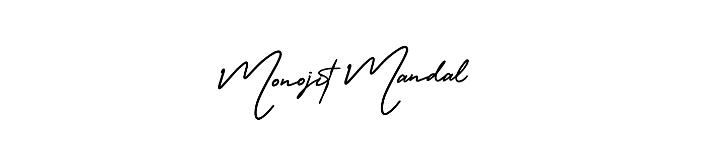 You should practise on your own different ways (AmerikaSignatureDemo-Regular) to write your name (Monojit Mandal) in signature. don't let someone else do it for you. Monojit Mandal signature style 3 images and pictures png