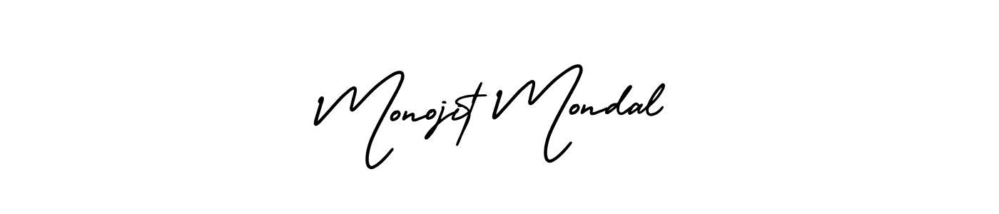 The best way (AmerikaSignatureDemo-Regular) to make a short signature is to pick only two or three words in your name. The name Monojit Mondal include a total of six letters. For converting this name. Monojit Mondal signature style 3 images and pictures png