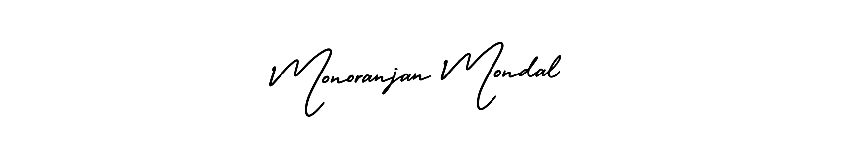 The best way (AmerikaSignatureDemo-Regular) to make a short signature is to pick only two or three words in your name. The name Monoranjan Mondal include a total of six letters. For converting this name. Monoranjan Mondal signature style 3 images and pictures png