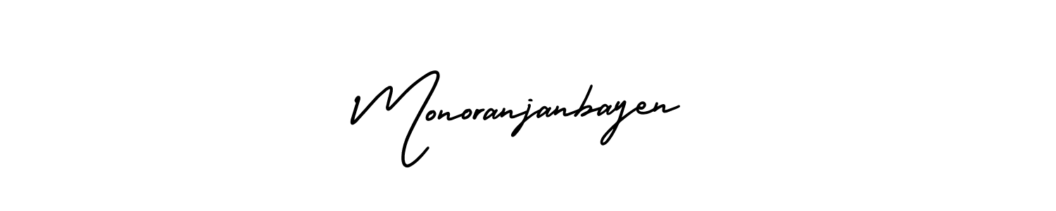 AmerikaSignatureDemo-Regular is a professional signature style that is perfect for those who want to add a touch of class to their signature. It is also a great choice for those who want to make their signature more unique. Get Monoranjanbayen name to fancy signature for free. Monoranjanbayen signature style 3 images and pictures png