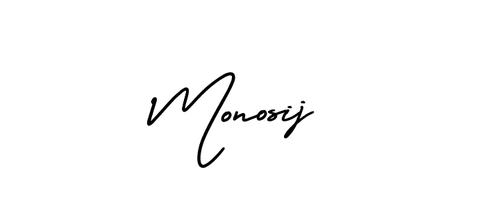 It looks lik you need a new signature style for name Monosij. Design unique handwritten (AmerikaSignatureDemo-Regular) signature with our free signature maker in just a few clicks. Monosij signature style 3 images and pictures png