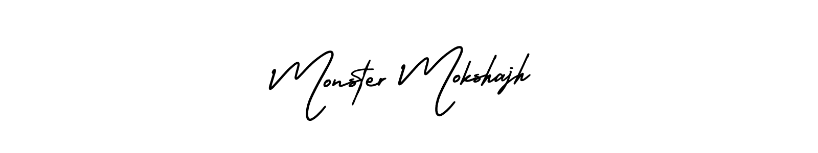 AmerikaSignatureDemo-Regular is a professional signature style that is perfect for those who want to add a touch of class to their signature. It is also a great choice for those who want to make their signature more unique. Get Monster Mokshajh name to fancy signature for free. Monster Mokshajh signature style 3 images and pictures png