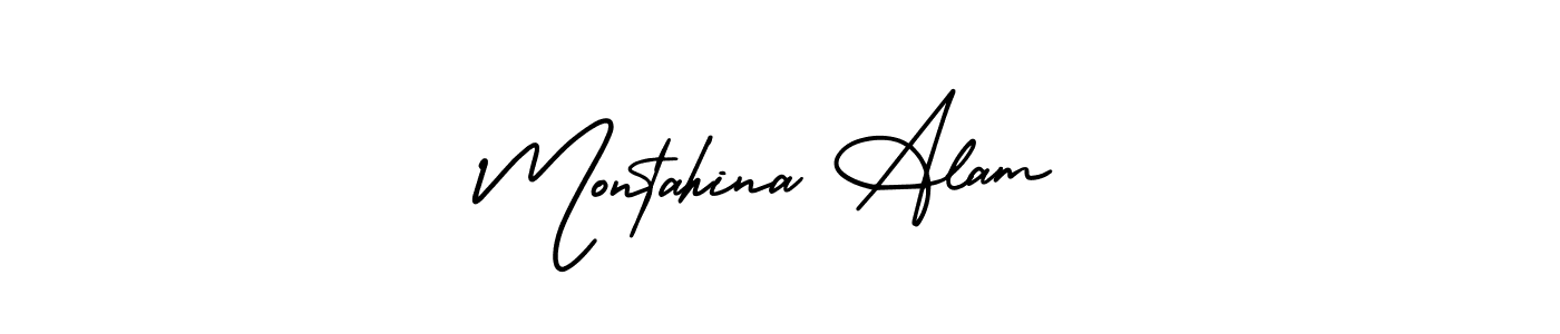 Create a beautiful signature design for name Montahina Alam. With this signature (AmerikaSignatureDemo-Regular) fonts, you can make a handwritten signature for free. Montahina Alam signature style 3 images and pictures png
