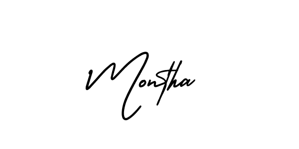Use a signature maker to create a handwritten signature online. With this signature software, you can design (AmerikaSignatureDemo-Regular) your own signature for name Montha. Montha signature style 3 images and pictures png