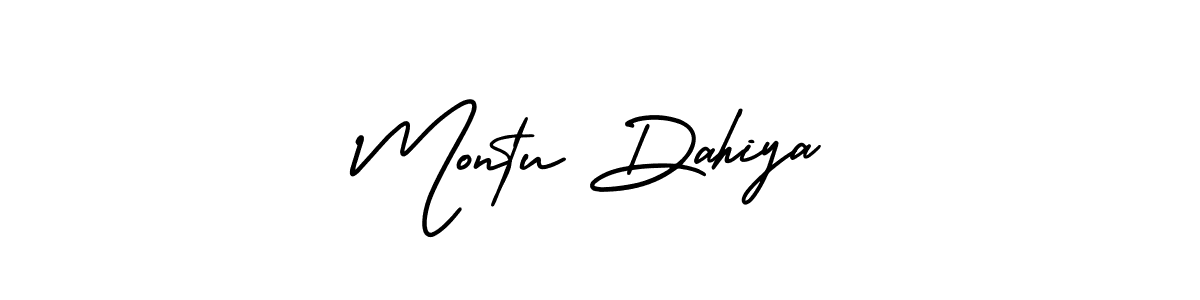 Montu Dahiya stylish signature style. Best Handwritten Sign (AmerikaSignatureDemo-Regular) for my name. Handwritten Signature Collection Ideas for my name Montu Dahiya. Montu Dahiya signature style 3 images and pictures png