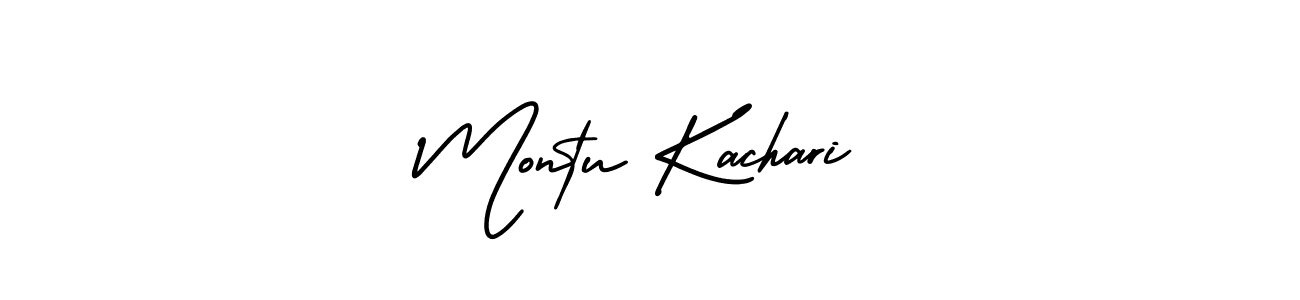 You should practise on your own different ways (AmerikaSignatureDemo-Regular) to write your name (Montu Kachari) in signature. don't let someone else do it for you. Montu Kachari signature style 3 images and pictures png