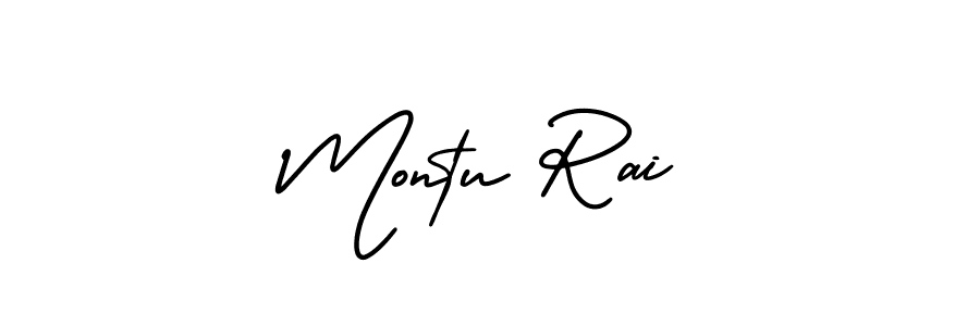 How to make Montu Rai name signature. Use AmerikaSignatureDemo-Regular style for creating short signs online. This is the latest handwritten sign. Montu Rai signature style 3 images and pictures png