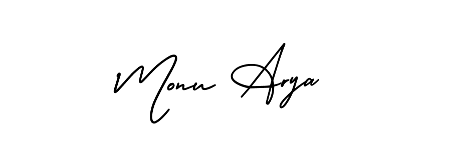 Similarly AmerikaSignatureDemo-Regular is the best handwritten signature design. Signature creator online .You can use it as an online autograph creator for name Monu Arya. Monu Arya signature style 3 images and pictures png