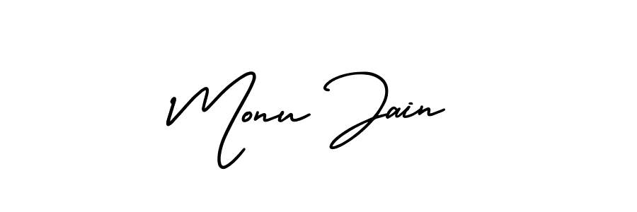 Make a beautiful signature design for name Monu Jain. With this signature (AmerikaSignatureDemo-Regular) style, you can create a handwritten signature for free. Monu Jain signature style 3 images and pictures png