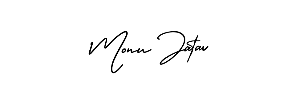 How to make Monu Jatav signature? AmerikaSignatureDemo-Regular is a professional autograph style. Create handwritten signature for Monu Jatav name. Monu Jatav signature style 3 images and pictures png