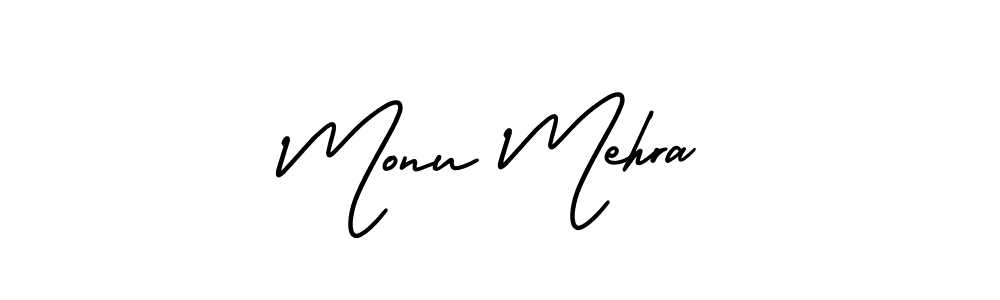 Use a signature maker to create a handwritten signature online. With this signature software, you can design (AmerikaSignatureDemo-Regular) your own signature for name Monu Mehra. Monu Mehra signature style 3 images and pictures png