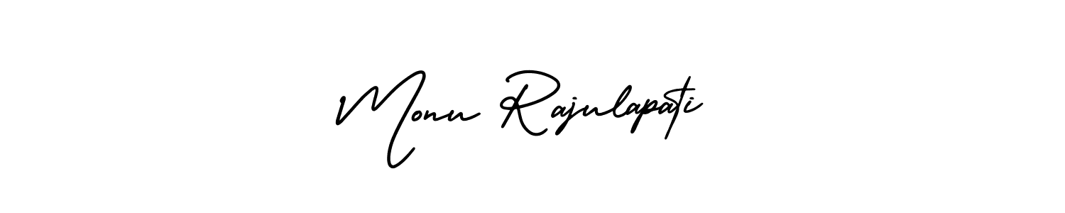 How to Draw Monu Rajulapati signature style? AmerikaSignatureDemo-Regular is a latest design signature styles for name Monu Rajulapati. Monu Rajulapati signature style 3 images and pictures png