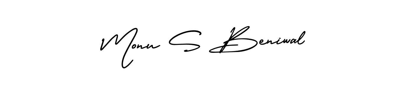 Also You can easily find your signature by using the search form. We will create Monu S Beniwal name handwritten signature images for you free of cost using AmerikaSignatureDemo-Regular sign style. Monu S Beniwal signature style 3 images and pictures png