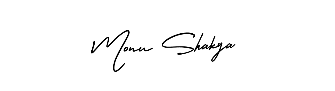 You should practise on your own different ways (AmerikaSignatureDemo-Regular) to write your name (Monu Shakya) in signature. don't let someone else do it for you. Monu Shakya signature style 3 images and pictures png