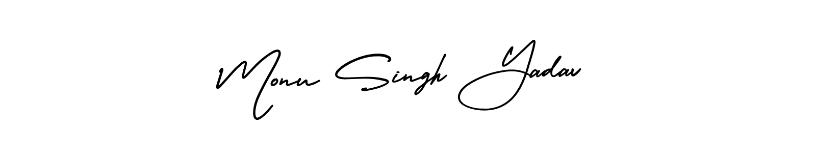 Make a beautiful signature design for name Monu Singh Yadav. With this signature (AmerikaSignatureDemo-Regular) style, you can create a handwritten signature for free. Monu Singh Yadav signature style 3 images and pictures png