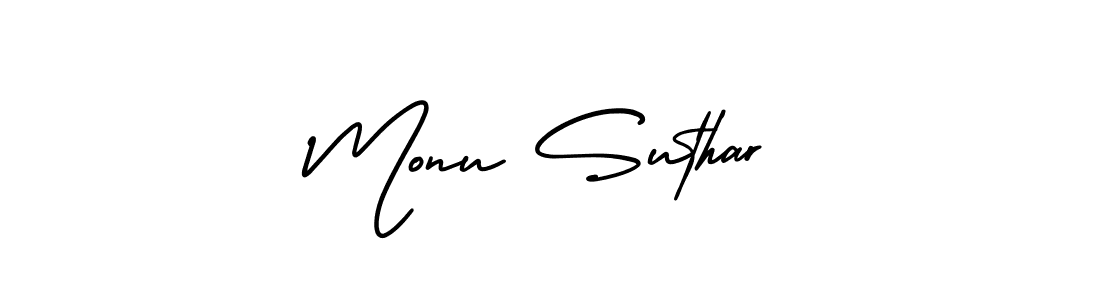 How to make Monu Suthar signature? AmerikaSignatureDemo-Regular is a professional autograph style. Create handwritten signature for Monu Suthar name. Monu Suthar signature style 3 images and pictures png