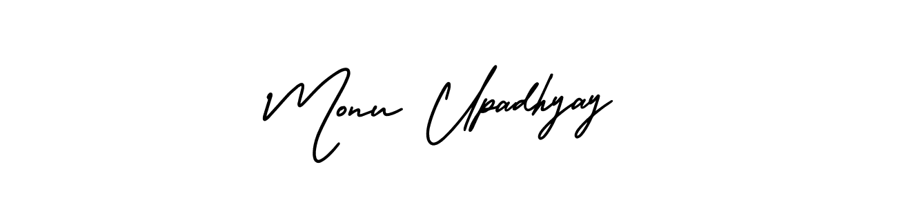 Monu Upadhyay stylish signature style. Best Handwritten Sign (AmerikaSignatureDemo-Regular) for my name. Handwritten Signature Collection Ideas for my name Monu Upadhyay. Monu Upadhyay signature style 3 images and pictures png