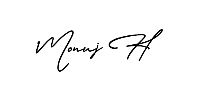 Also You can easily find your signature by using the search form. We will create Monuj H name handwritten signature images for you free of cost using AmerikaSignatureDemo-Regular sign style. Monuj H signature style 3 images and pictures png