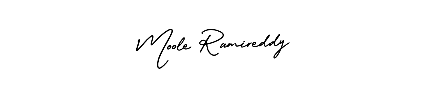 The best way (AmerikaSignatureDemo-Regular) to make a short signature is to pick only two or three words in your name. The name Moole Ramireddy include a total of six letters. For converting this name. Moole Ramireddy signature style 3 images and pictures png