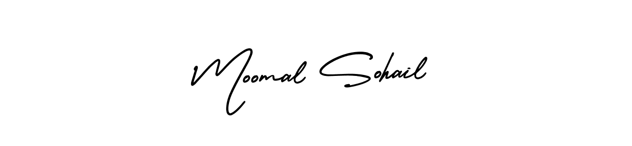 The best way (AmerikaSignatureDemo-Regular) to make a short signature is to pick only two or three words in your name. The name Moomal Sohail include a total of six letters. For converting this name. Moomal Sohail signature style 3 images and pictures png