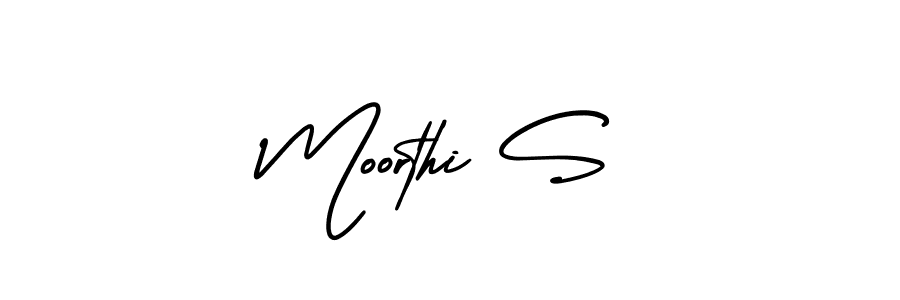 How to make Moorthi S name signature. Use AmerikaSignatureDemo-Regular style for creating short signs online. This is the latest handwritten sign. Moorthi S signature style 3 images and pictures png