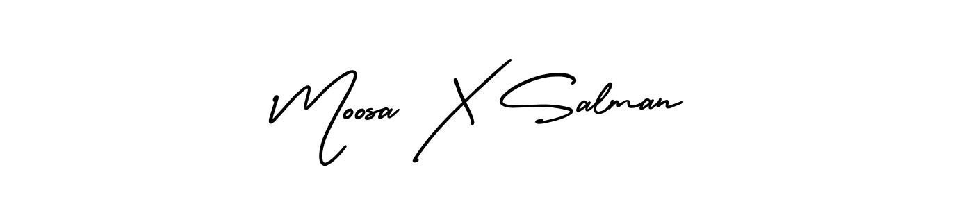 Also You can easily find your signature by using the search form. We will create Moosa X Salman name handwritten signature images for you free of cost using AmerikaSignatureDemo-Regular sign style. Moosa X Salman signature style 3 images and pictures png