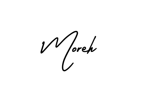 Moreh stylish signature style. Best Handwritten Sign (AmerikaSignatureDemo-Regular) for my name. Handwritten Signature Collection Ideas for my name Moreh. Moreh signature style 3 images and pictures png