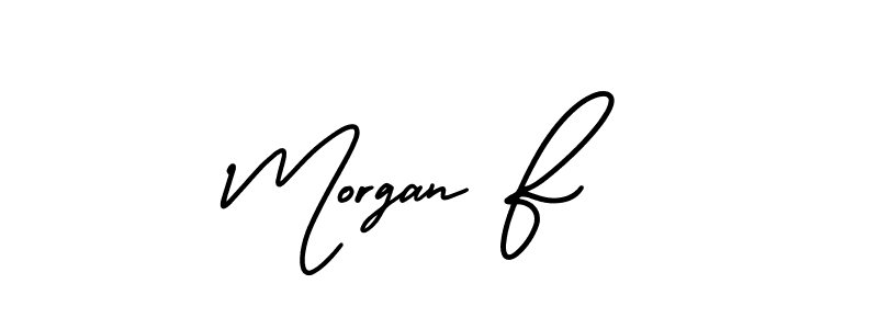 You should practise on your own different ways (AmerikaSignatureDemo-Regular) to write your name (Morgan F) in signature. don't let someone else do it for you. Morgan F signature style 3 images and pictures png