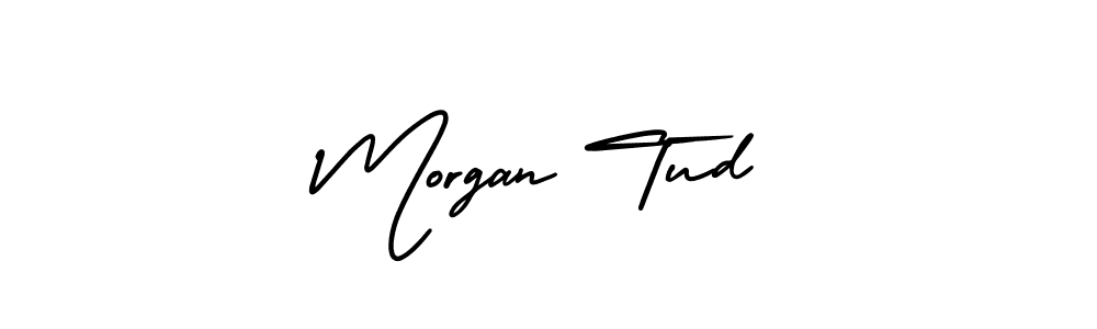 Morgan Tud stylish signature style. Best Handwritten Sign (AmerikaSignatureDemo-Regular) for my name. Handwritten Signature Collection Ideas for my name Morgan Tud. Morgan Tud signature style 3 images and pictures png